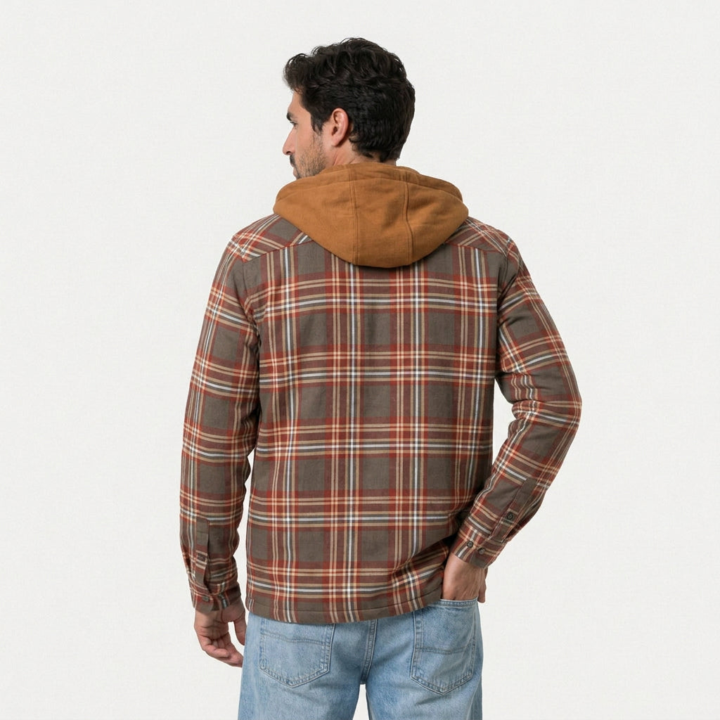Men's Plaid Hooded Shirt Jacket – Quilted Lining