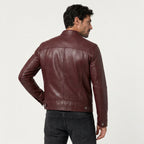 Men's Fitted Faux Leather Jacket – Zip Pockets