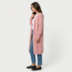 Women's Fuzzy Knit Longline Cardigan – Open Front
