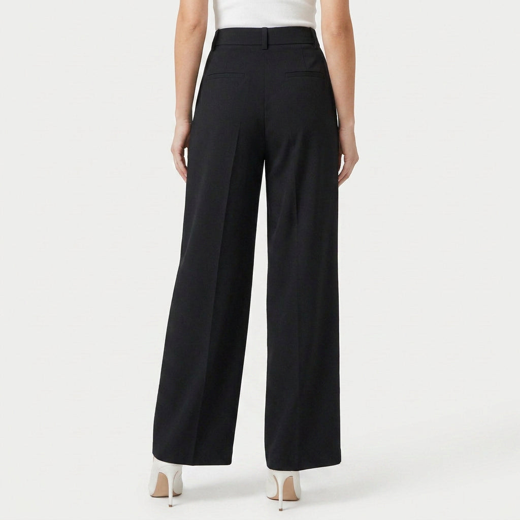Women's Pleated Wide-Leg Trousers – High Waist