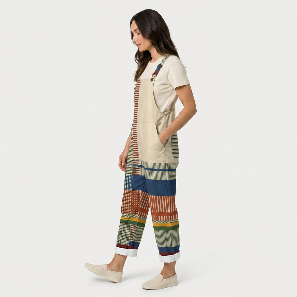 Women's Quilted Overalls – Relaxed, Cropped Length