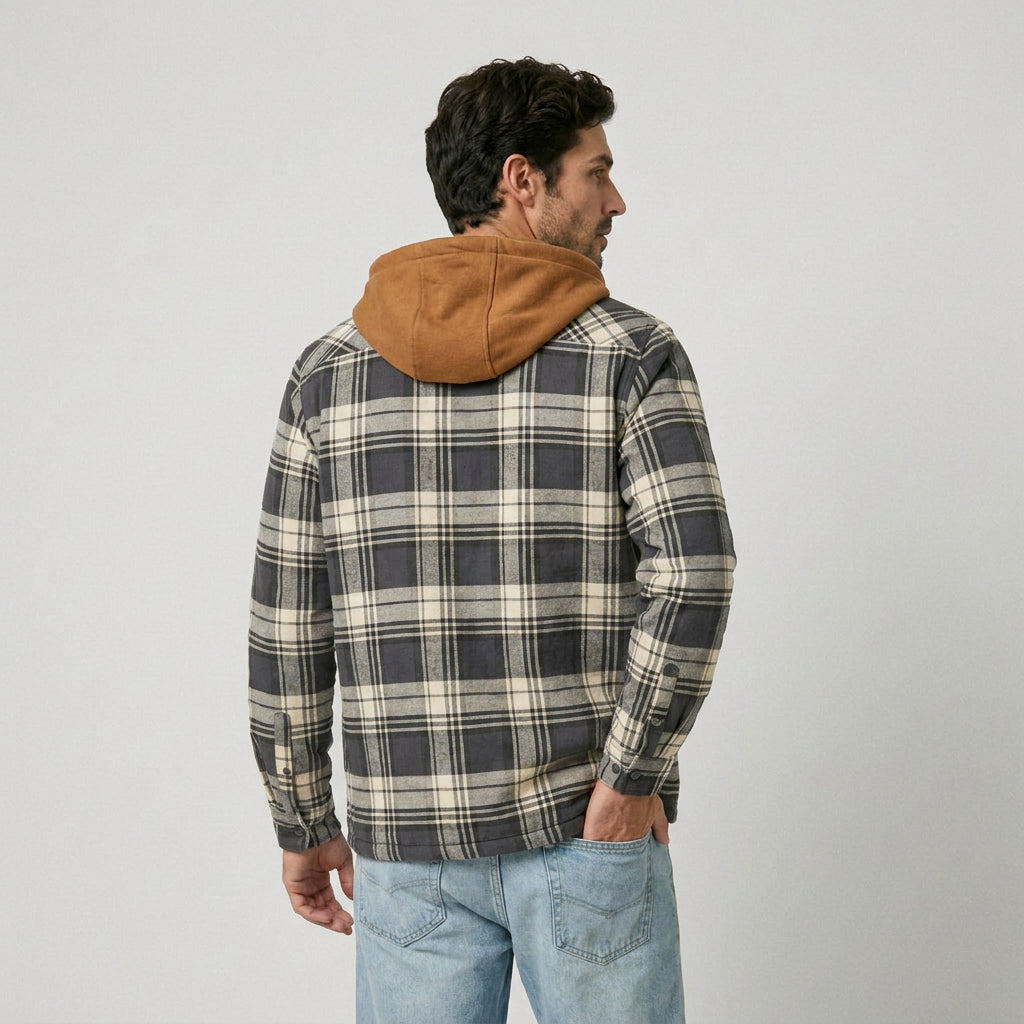 Men's Plaid Hooded Shirt Jacket – Quilted Lining