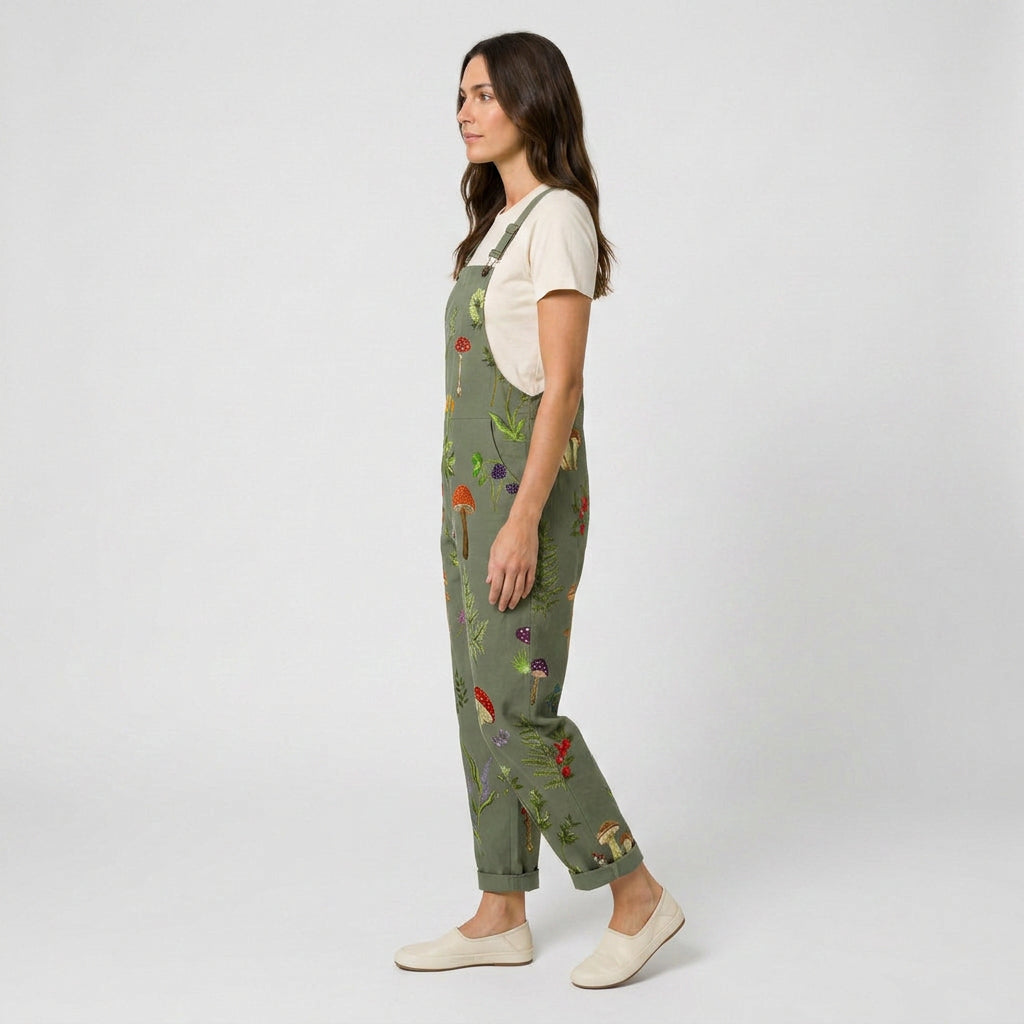 Women's Quilted Overalls – Relaxed, Cropped Length
