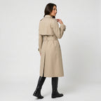 Women's Longline Trench Coat – Double-Breasted, Belted