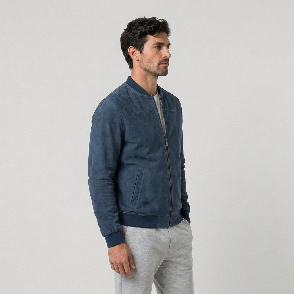 Men's Washed Bomber Jacket – Ribbed Trim