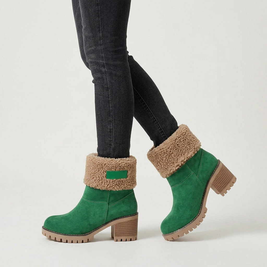 Women's Sherpa Cuff Lug-Sole Mid-Calf Boot – Block Heel