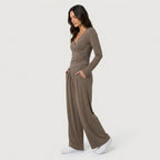 Women's Wrap Top & Wide-Leg Trouser Co-Ord Set – Pleated