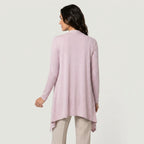 Women's Draped Jersey Cardigan – Open Front, Longline