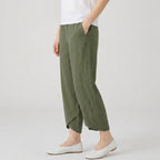 Women's Cropped Barrel Pants – Elastic Waist, Tulip Hem