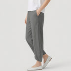 Women's Cropped Barrel Pants – Elastic Waist, Tulip Hem