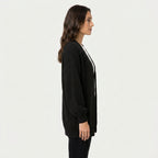 Women's Chunky Knit Cardigan – Open Front, Balloon Sleeve