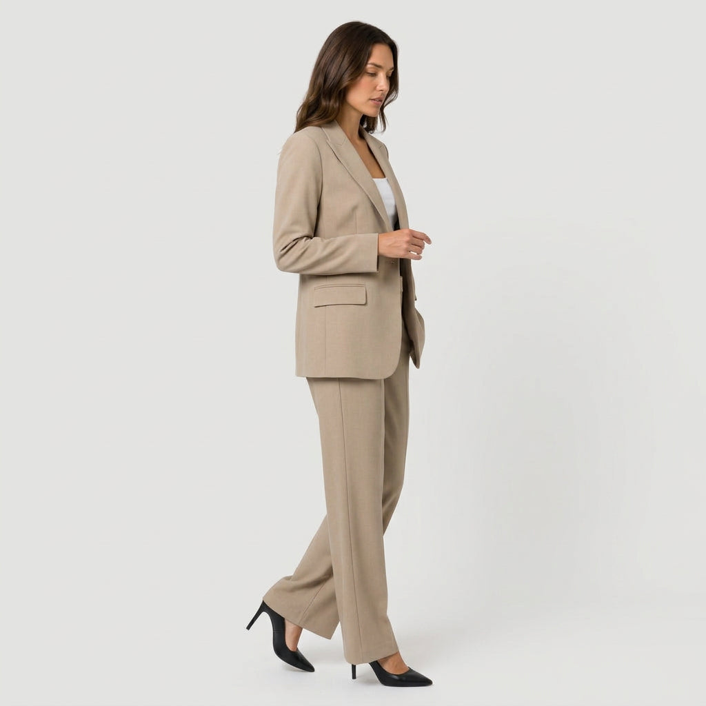 Women's Tailored Suit – Single-Breasted Blazer, Wide-Leg Trousers