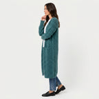 Women's Fuzzy Knit Longline Cardigan – Open Front