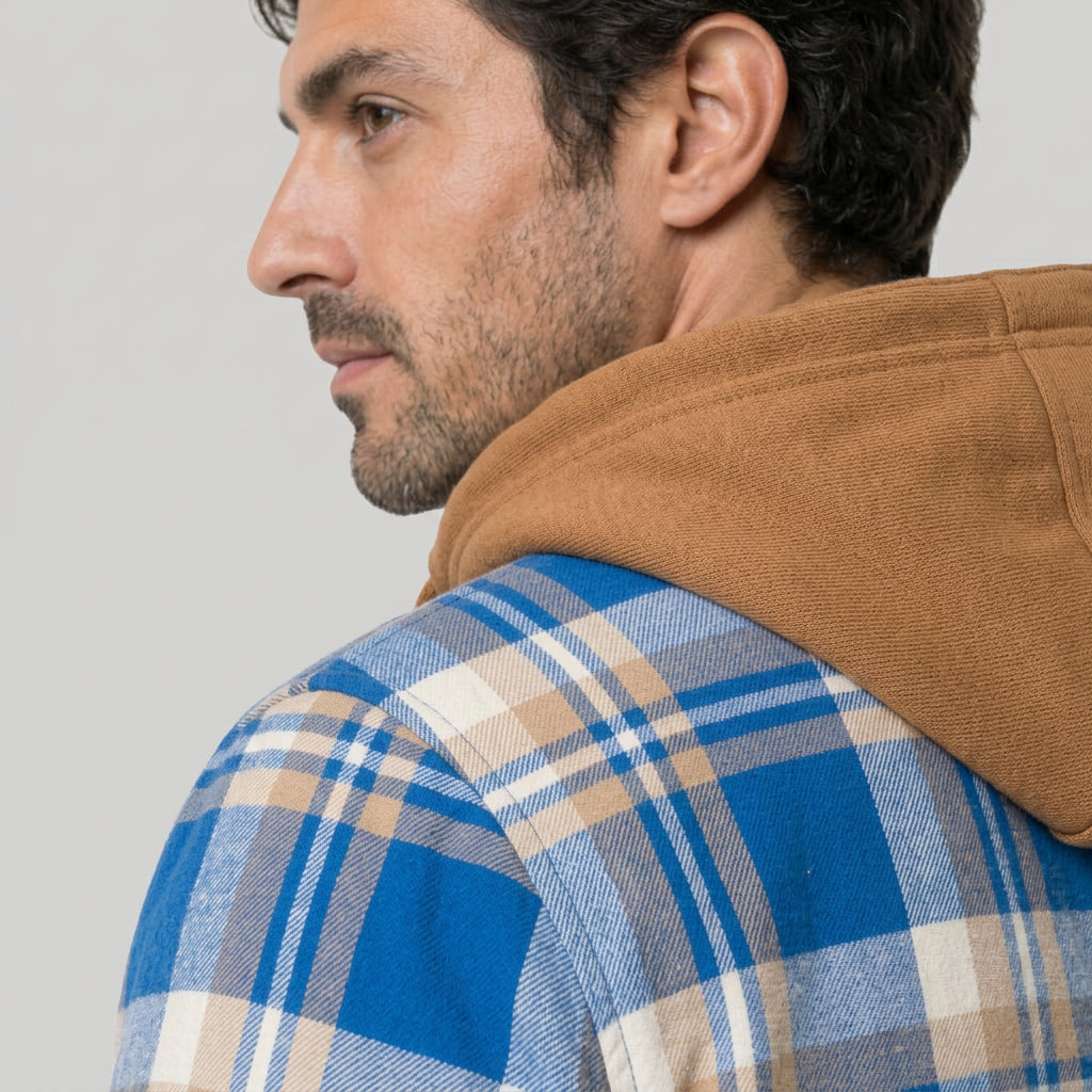 Men's Plaid Hooded Shirt Jacket – Quilted Lining