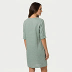 Women's Elbow Sleeve Linen Tunic Dress – V-Neck