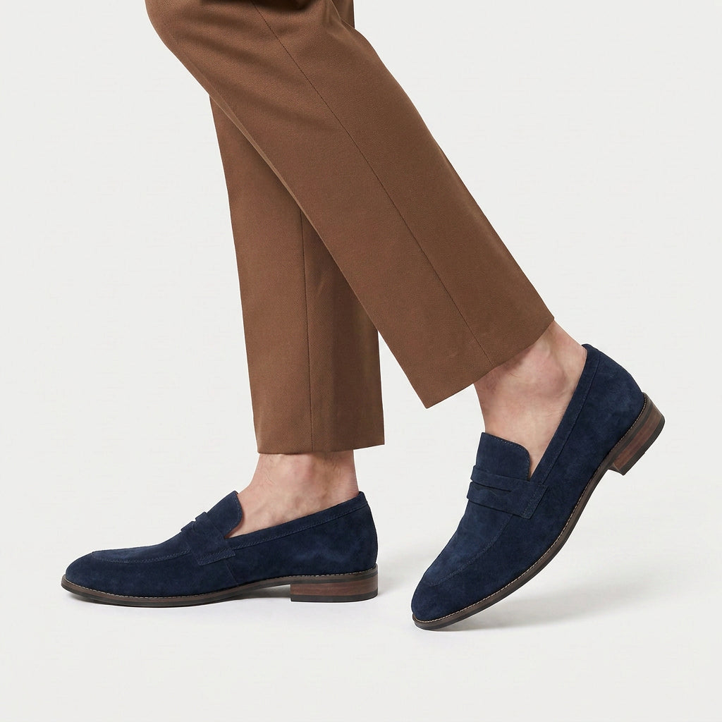 Men's Suede-Finish Penny Loafers – Slip-On
