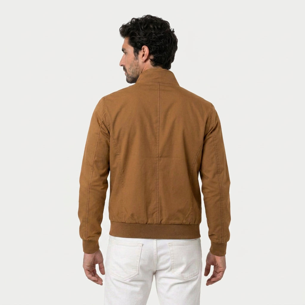 Men's Lightweight Zip-Up Bomber Jacket – Stand Collar