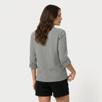Women's Cotton Gauze Button-Up Blouse – V-Neck
