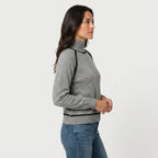Women's Relaxed Fit Turtleneck Sweater – Contrast Piping, Ribbed Trims