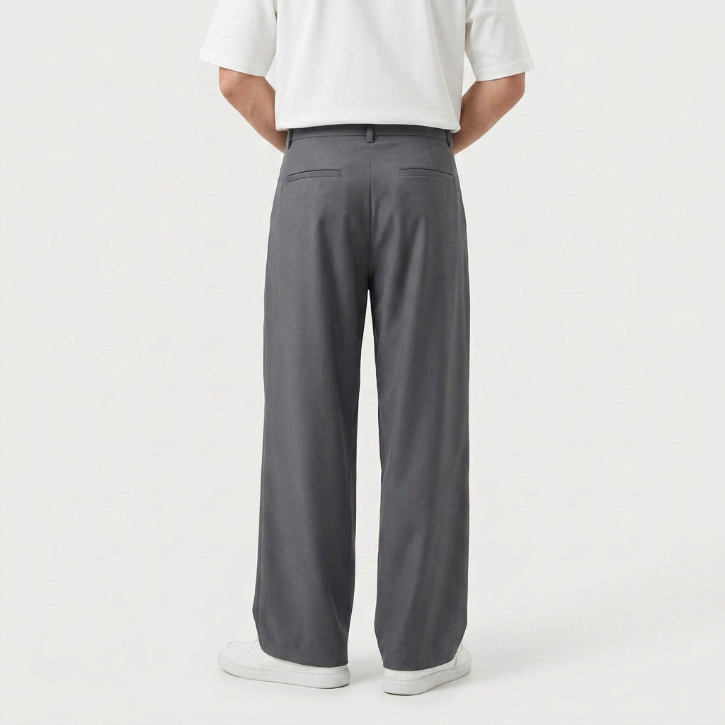 Men's Tailored Wide-Leg Pleated Trousers – Relaxed Fit