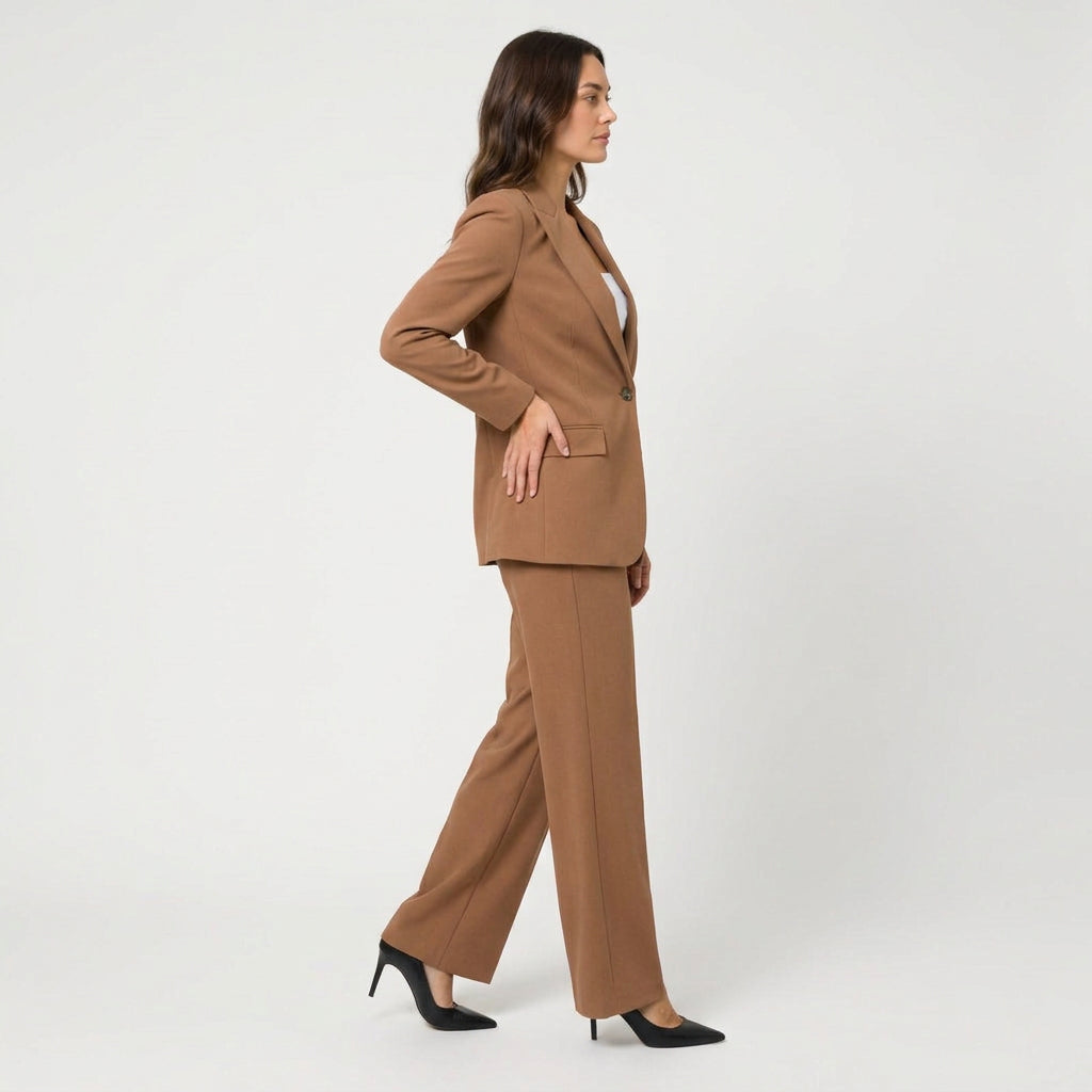 Women's Tailored Suit – Single-Breasted Blazer, Wide-Leg Trousers