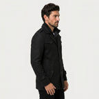 Men's Wool-Blend Field Jacket – Warm, Layered Stand Collar