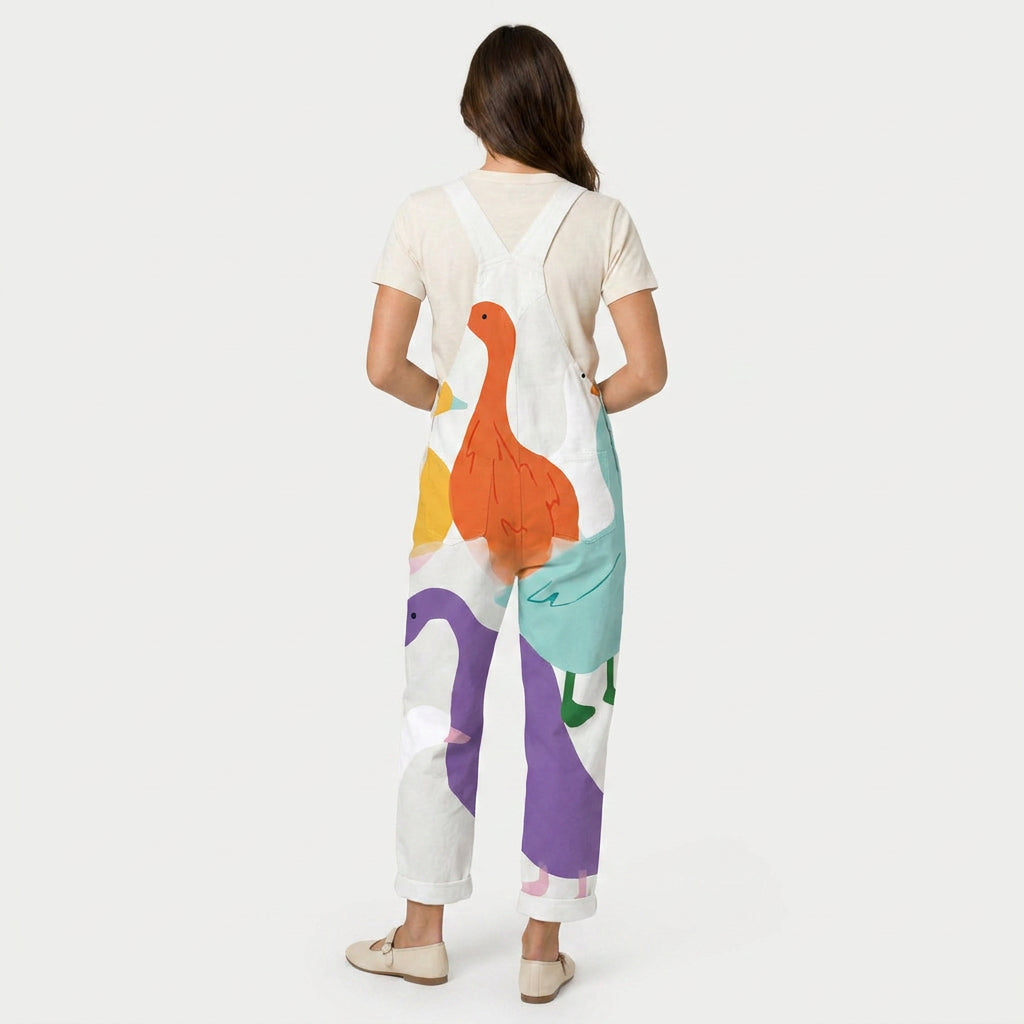 Women's Quilted Overalls – Relaxed, Cropped Length