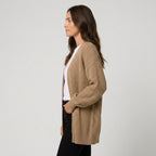 Women's Chunky Knit Cardigan – Open Front, Balloon Sleeve