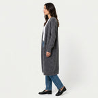 Women's Fuzzy Knit Longline Cardigan – Open Front