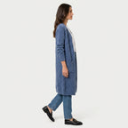 Women's Fuzzy Knit Longline Cardigan – Open Front