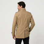 Men's Short Trench Coat – Single-Breasted, Cotton Blend