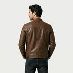 Men's Fitted Faux Leather Jacket – Zip Pockets