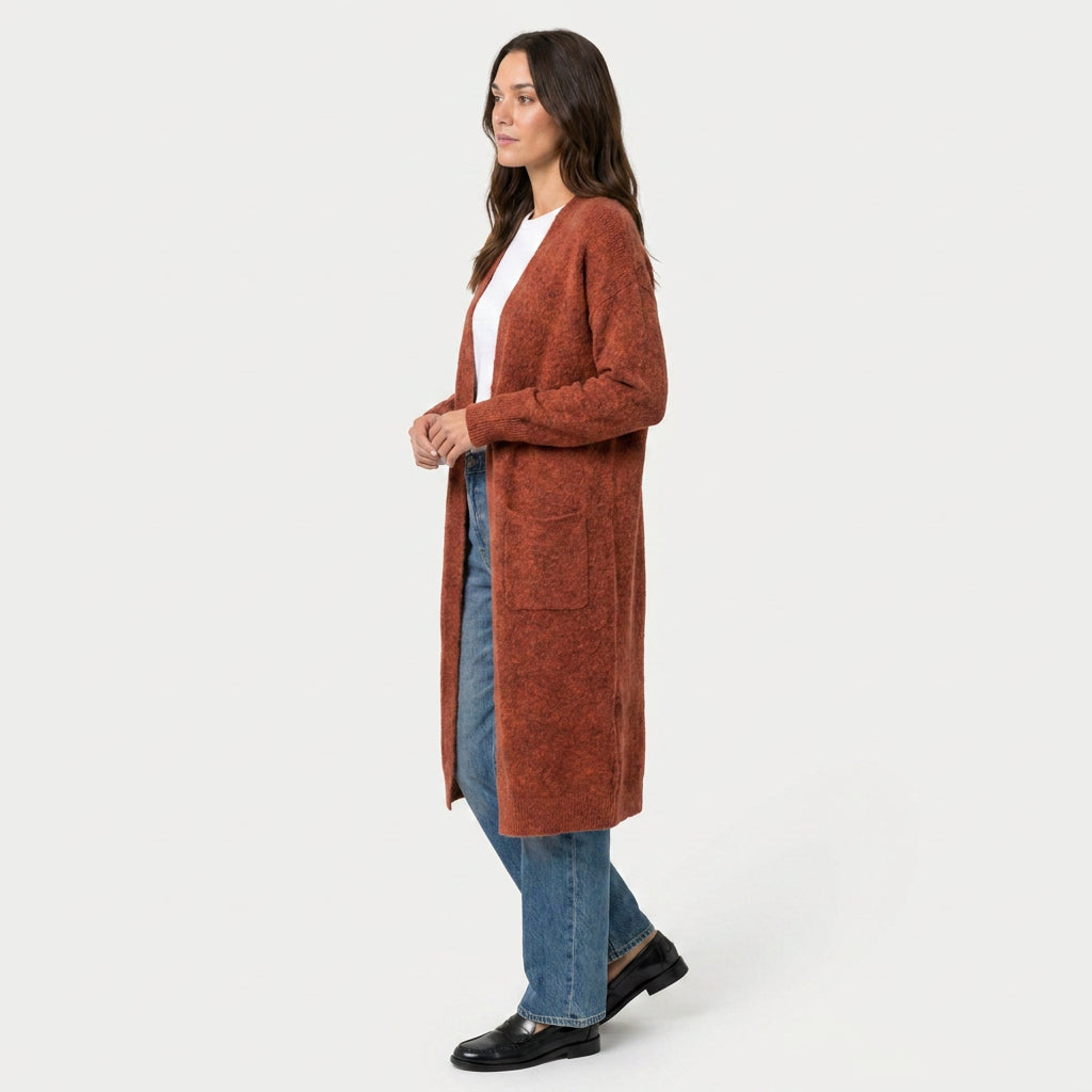Women's Fuzzy Knit Longline Cardigan – Open Front