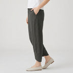 Women's Cropped Barrel Pants – Elastic Waist, Tulip Hem