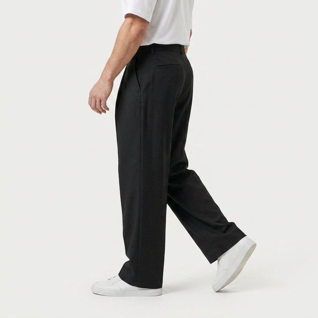 Men's Tailored Wide-Leg Pleated Trousers – Relaxed Fit