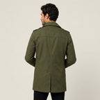 Men's Short Trench Coat – Single-Breasted, Cotton Blend