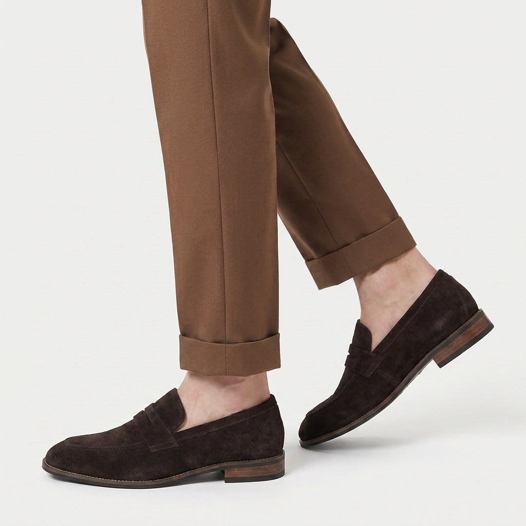 Men's Suede-Finish Penny Loafers – Slip-On