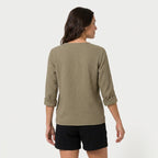 Women's Cotton Gauze Button-Up Blouse – V-Neck