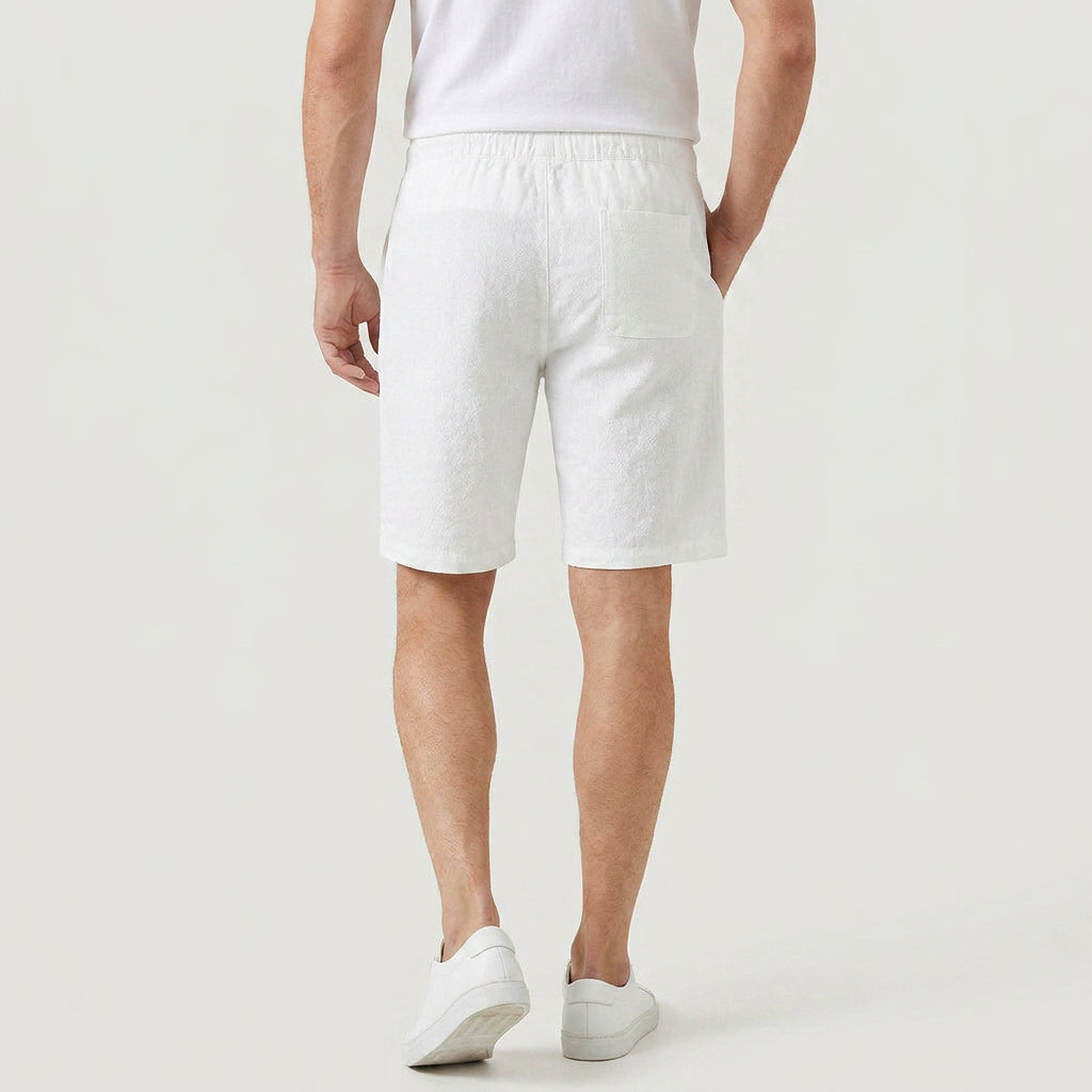 Men's Textured Cotton Drawstring Shorts – Elastic Waist