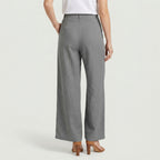 Women's Linen-Blend Wide-Leg Pants – Pleated, High Rise