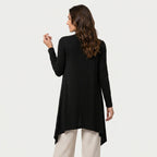 Women's Draped Jersey Cardigan – Open Front, Longline