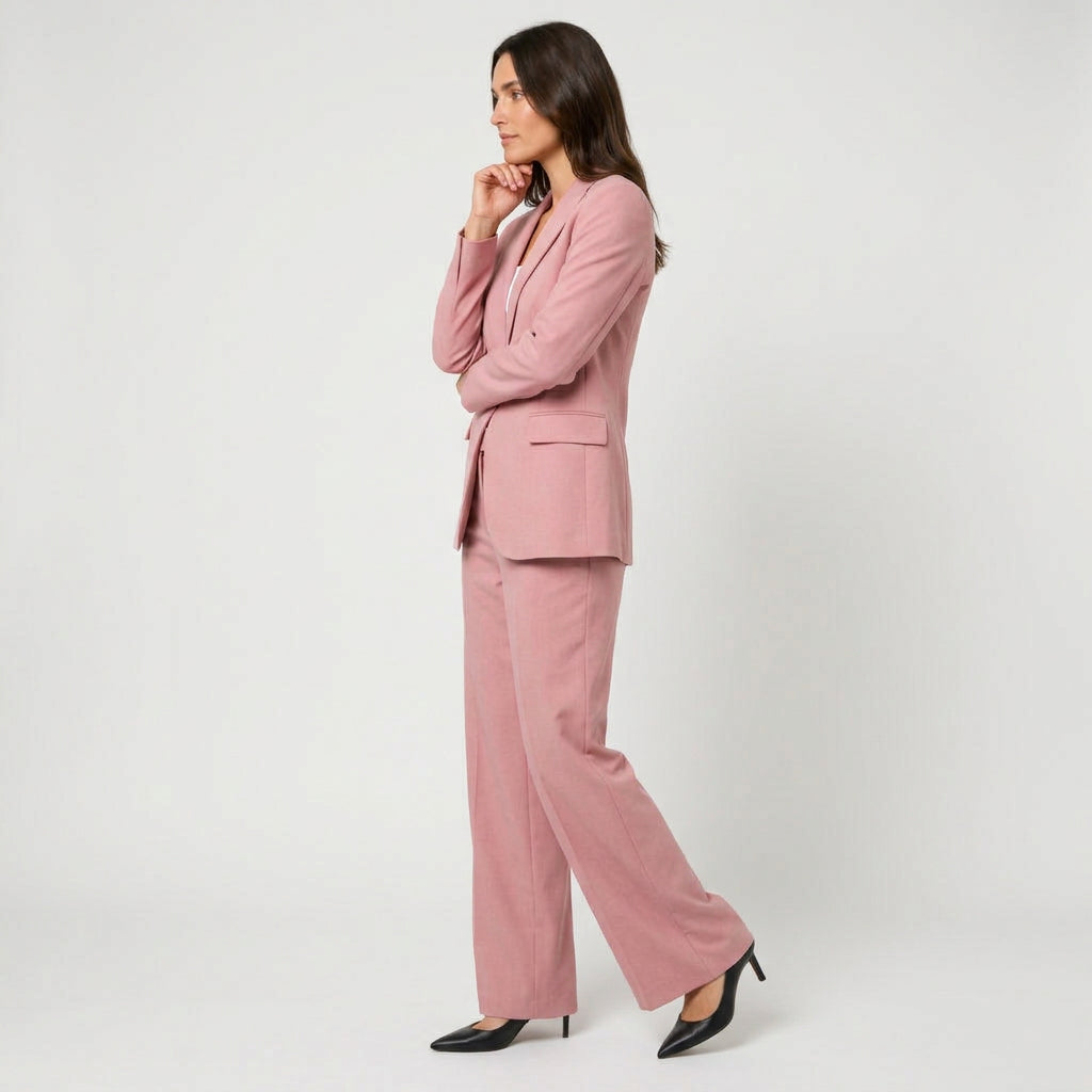 Women's Tailored Suit – Single-Breasted Blazer, Wide-Leg Trousers