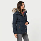 Women's Quilted Puffer Coat – Fur-Trimmed Hood, Mid-Thigh Length