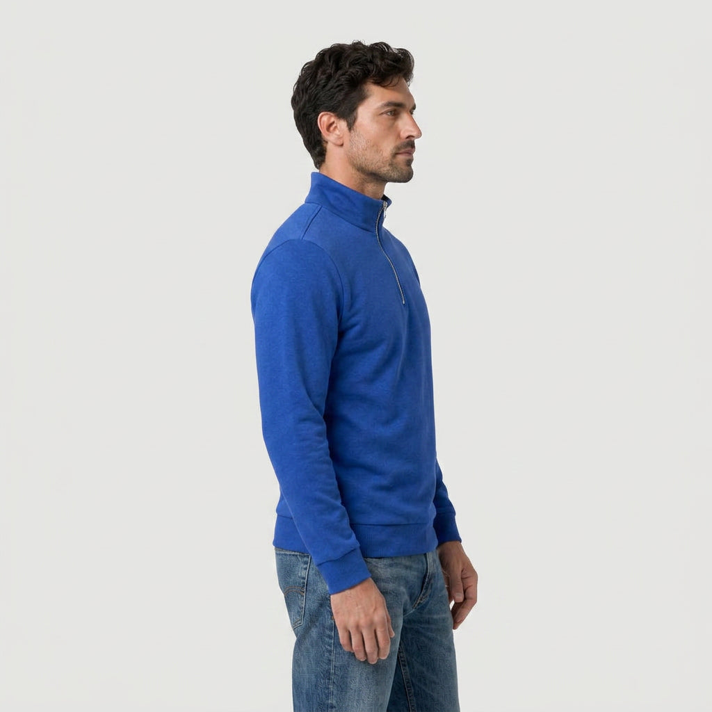 Men's Quarter-Zip Sweatshirt – Stand Collar, Brushed Fleece