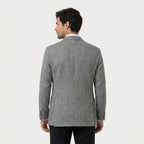 Men's Herringbone Two-Button Blazer – Textured Wool Blend