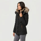 Women's Quilted Puffer Coat – Fur-Trimmed Hood, Mid-Thigh Length
