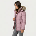 Women's Quilted Puffer Coat – Fur-Trimmed Hood, Mid-Thigh Length