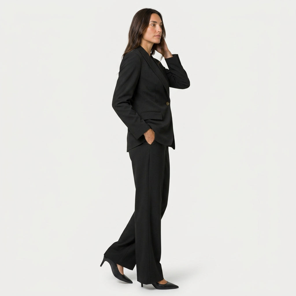 Women's Tailored Suit – Single-Breasted Blazer, Wide-Leg Trousers