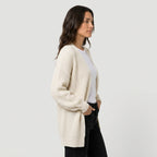 Women's Chunky Knit Cardigan – Open Front, Balloon Sleeve