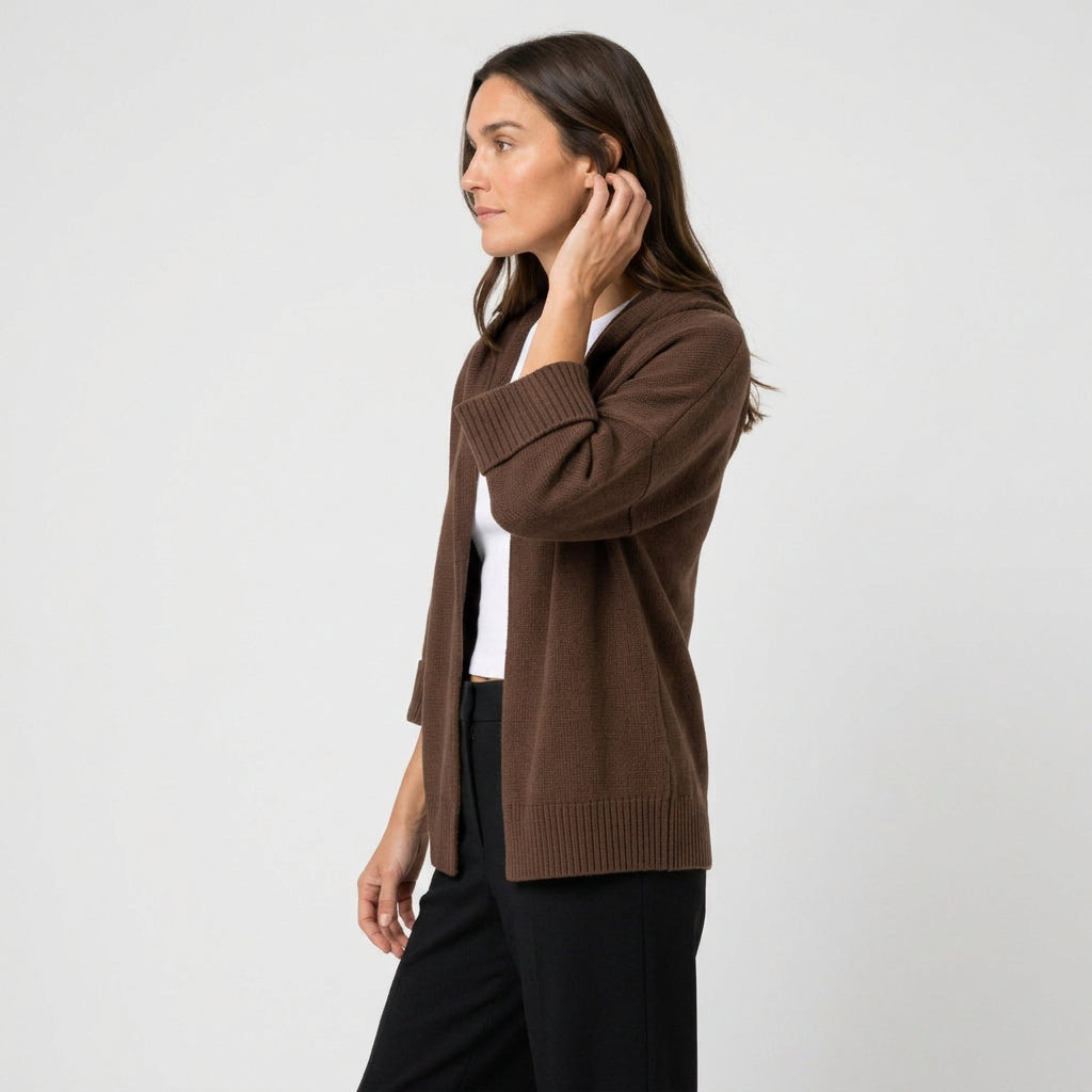Women's Hooded Open Oversized Cardigan – 3/4 Sleeves